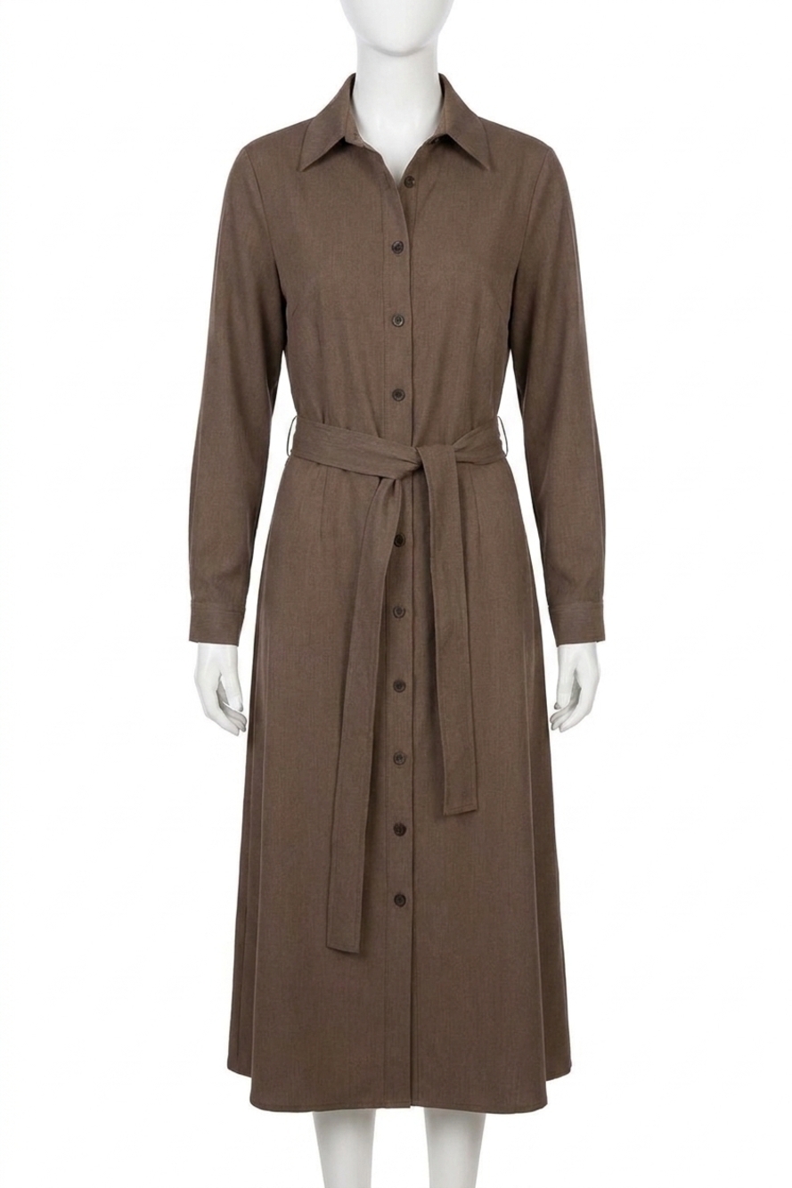 NEW LAFAYETTE 148 women's flannel shirt dress in camel melange